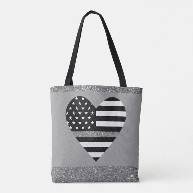 Tote Bag Ligne de Parties scintillant gris mince (Dos)