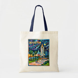 Tote Bag Ligne d'horizon de Houston Space Center Rocket Van