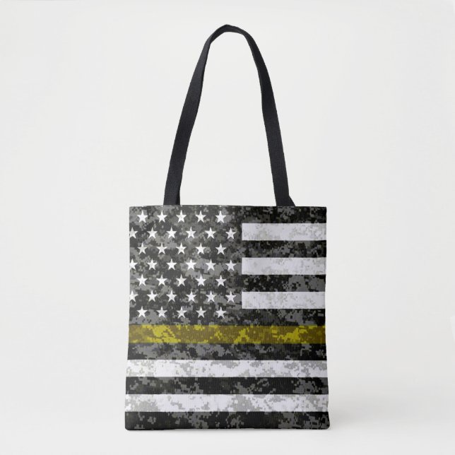 Tote Bag Ligne jaune mince drapeau de Camo (Devant)