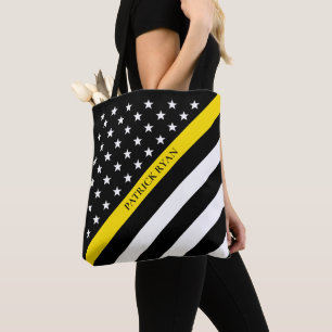 Tote Bag Ligne jaune mince monogramme de drapeau américain