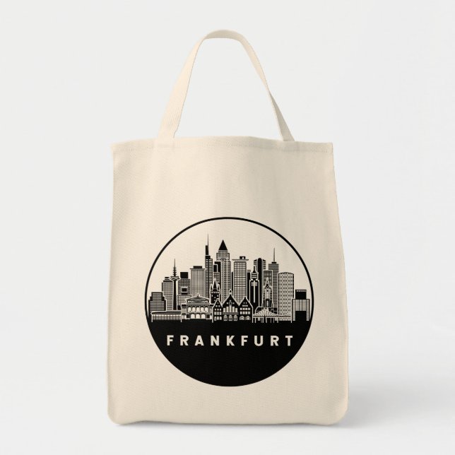 Tote Bag Ligne Skyline Francfort-Allemagne (Devant)