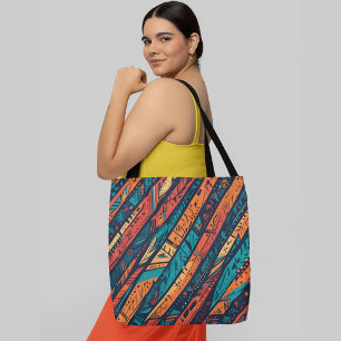 Tote Bag Lignes de diagonale abstraites dynamiques du motif