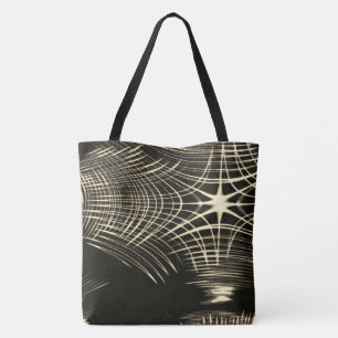 Tote Bag Lignes kaki répétées par vagues et croisées