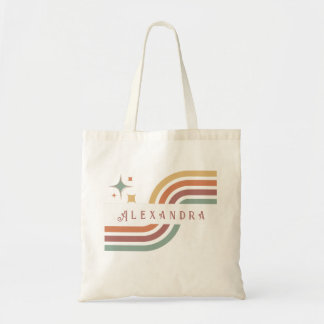 Tote Bag Lignes Super rétro 70's 80s Jaune Orange Vert