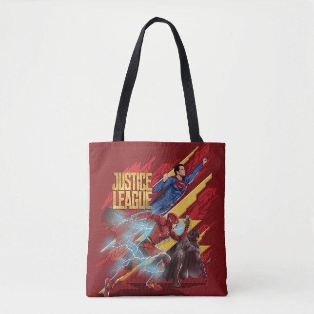 Tote Bag Ligue de Justice | Badge Superman, Flash et Batman (Devant)