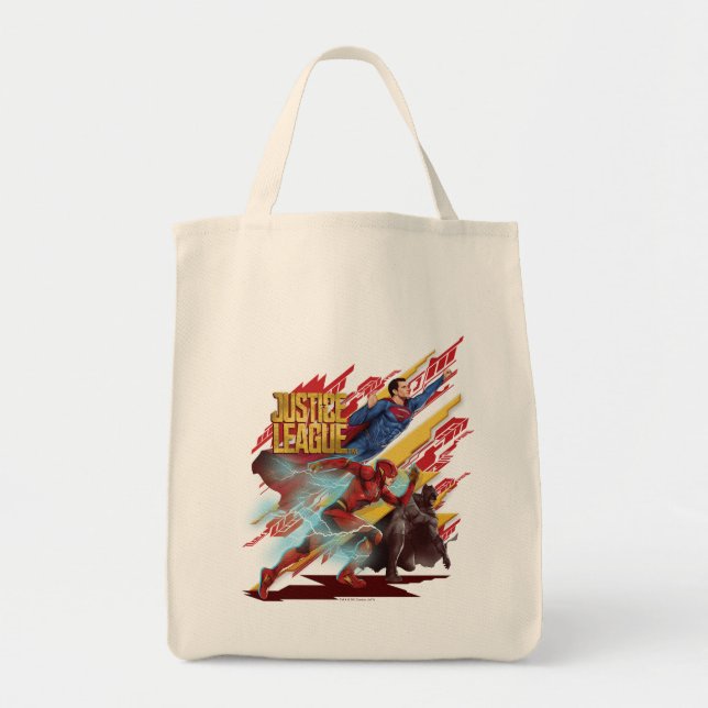 Tote Bag Ligue de Justice | Badge Superman, Flash et Batman (Devant)