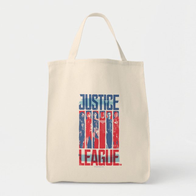 Tote Bag Ligue de Justice | Blue & Red Group Pop Art (Devant)