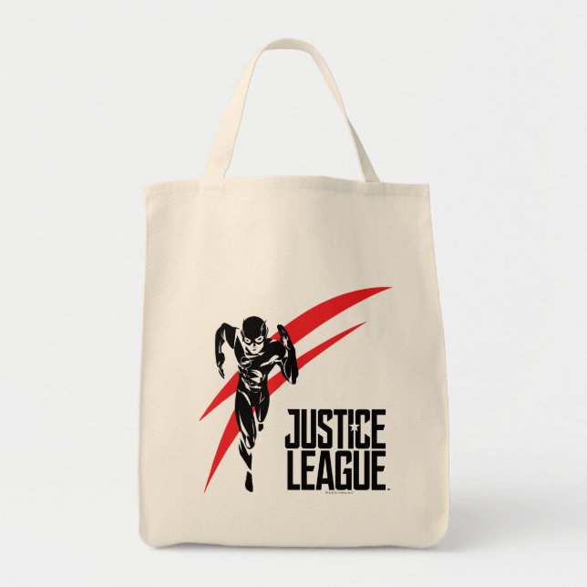 Tote Bag Ligue de Justice | Flash Running Noir Pop Art (Devant)