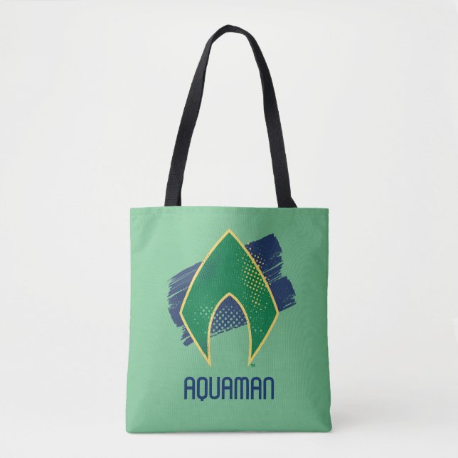 Tote Bag Ligue de Justice | Symbole Aquaman à demi-teintes  (Devant)