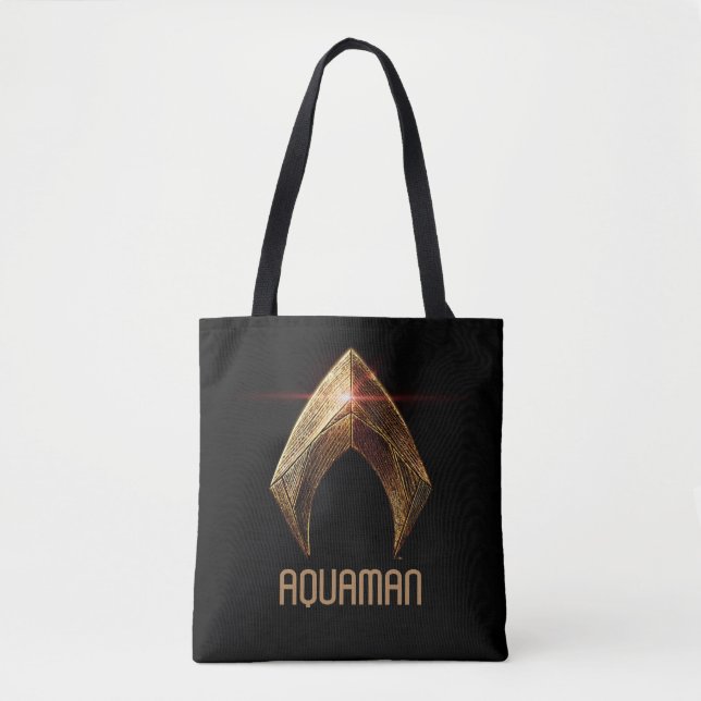 Tote Bag Ligue de Justice | Symbole d'aquaman métallique (Devant)
