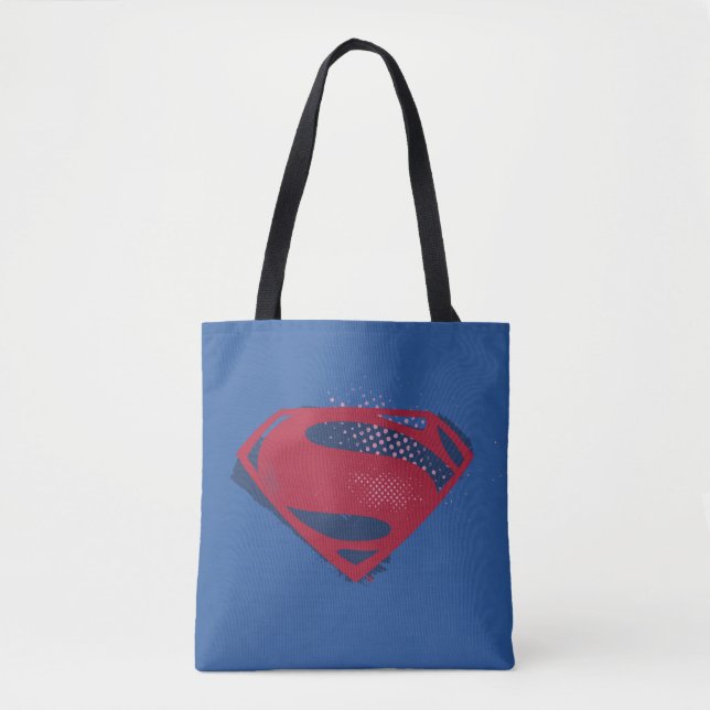 Tote Bag Ligue de Justice | Symbole Superman brosse et demi (Devant)