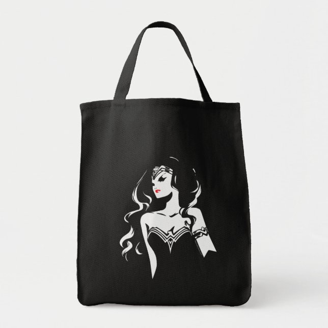 Tote Bag Ligue de Justice | Wonder Woman Noir Pop Art (Devant)
