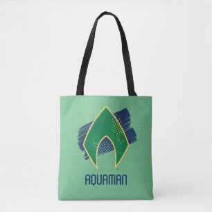 Tote Bag Ligue de la justice  Symbole Aquaman de brosse et 