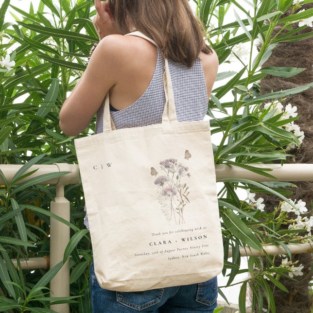 Tote Bag Lilac Boho Fleur sauvage Fern Mariage botanique (Créateur téléchargé)
