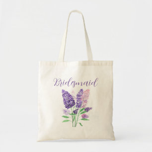Tote Bag Lilacs couleur violet Aquarelle Florale Mariage