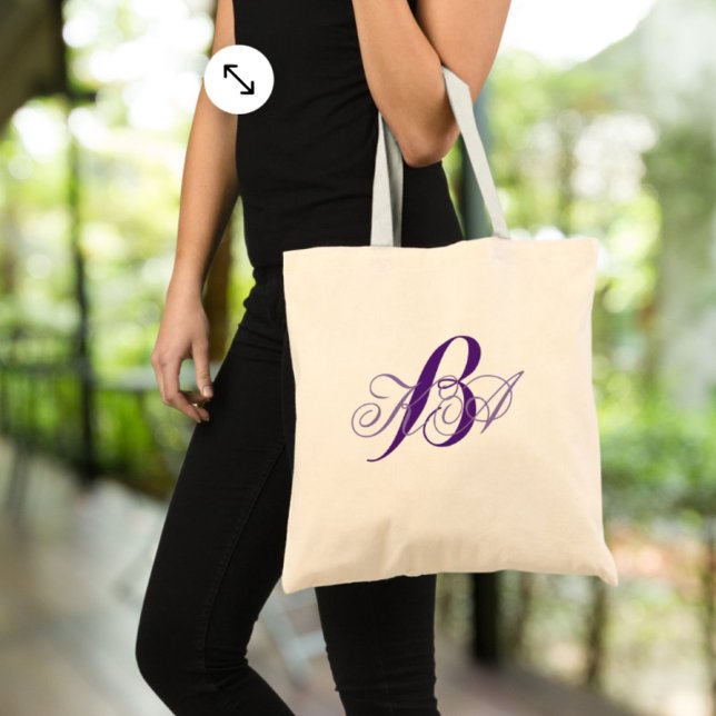 Tote Bag lilas romantique ombre violet monogrammes bridesma (romantic lilac ombre purple monograms bridesmaid tote bag)