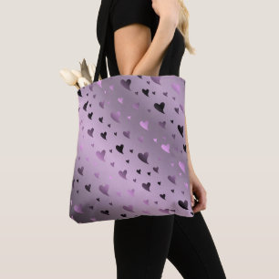 Tote Bag lilas, violet, coeur, amour, Saint-Valentin, forme