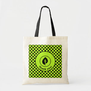Tote Bag Lime Green Polka Dot Personnalisé Logo & Nom de l'