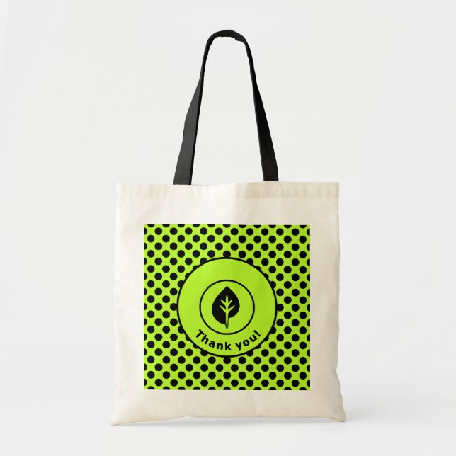 Tote Bag Lime Green Polka Dot Personnalisé Logo & Nom de l' (Devant)