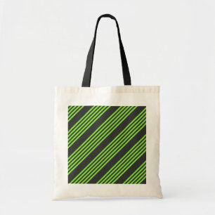 Tote Bag Lime vert et charbon de bois cinq bandes motif