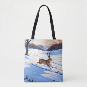 Tote Bag Limites gracieuses du lièvre : Plein de joie hiver