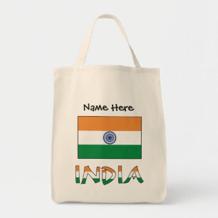 Tote Bag L'Inde et le drapeau indien avec votre nom