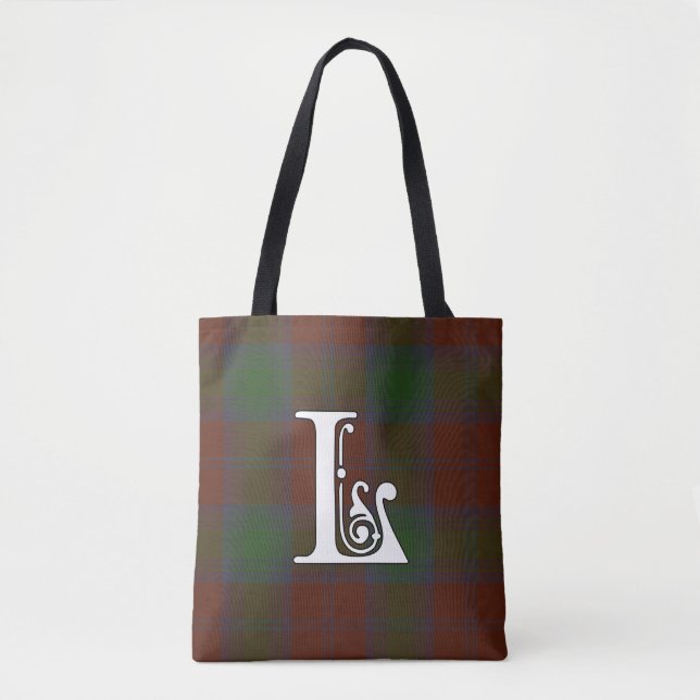 Tote Bag Lindsay Clan Tartan Monogramme (Devant)