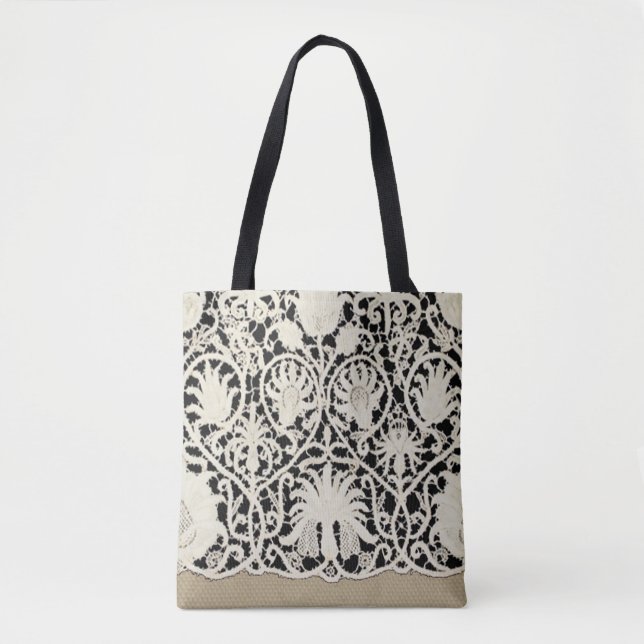 Tote Bag Linge de dentelle mariage blanc classique jolie (Devant)