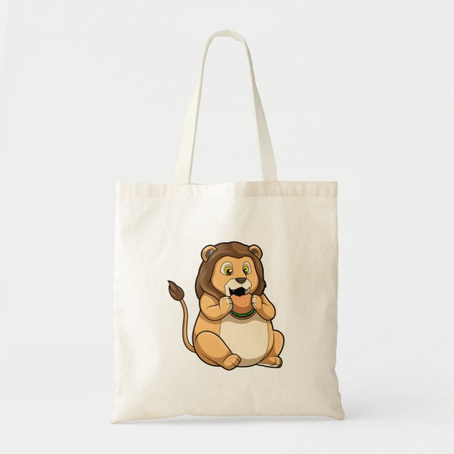 Tote Bag Lion avec hamburger (Devant)