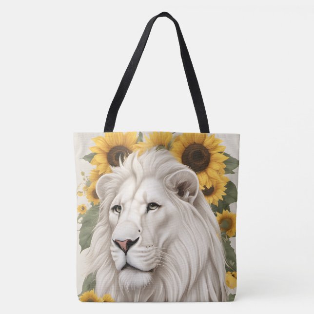 Tote Bag Lion blanc Tournesol Design Faune Safari Lion (Devant)