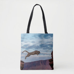 Tote Bag Lion de montagne Jumping Matin Skysaut, lion, anim