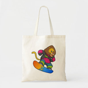 Tote Bag Lion en Snowboard avec Snowboard