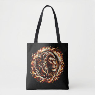 Tote Bag Lion Flamboyant dans un Anneau de Flammes d'Astrol