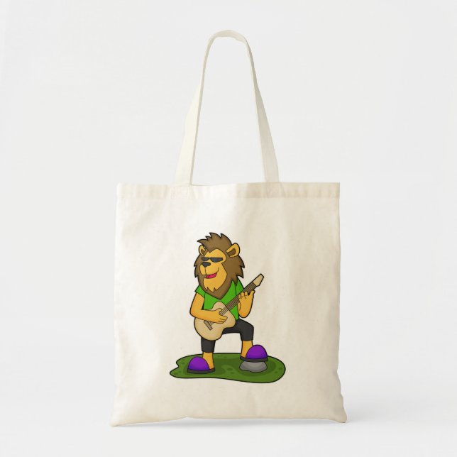 Tote Bag Lion musicien guitare (Devant)