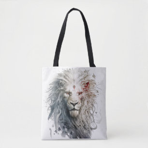 Tote Bag Lion Portrait Animal Peinture Faune À L'Extérieur