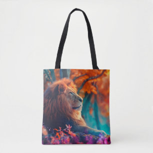 Tote Bag Lion royal dans la conception forestière enchantée