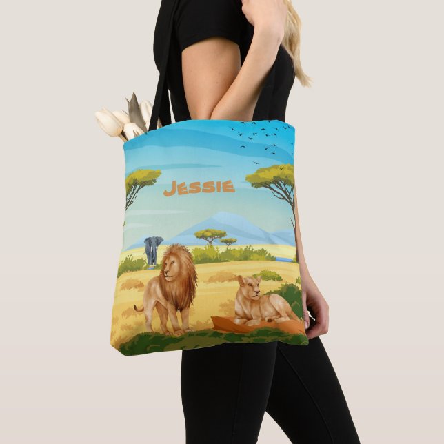 Tote Bag Lions personnalisés sur la Savannah (De près)