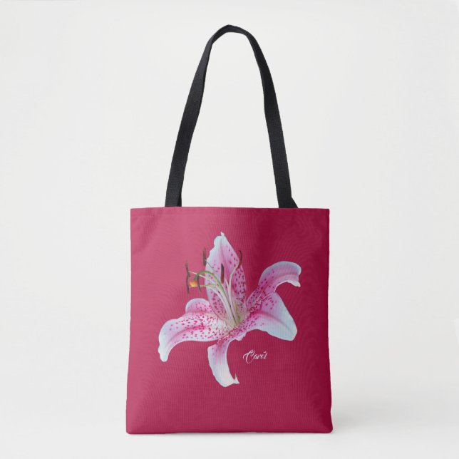 Tote Bag Lis rose rouge d'astronome tout au-dessus de (Devant)