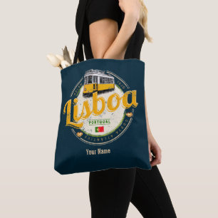 Tote Bag Lisbonne Portugal avec Tramway Retro Souvenir Vint