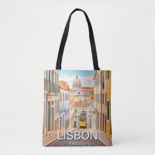 Tote Bag Lisbonne Portugal Panthéon Alfama Aquarelle