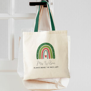 Tote Bag Liste de Noël Arc-en-ciel des Enseignants Gentils