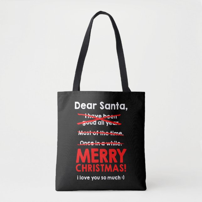 Tote Bag Liste de souhaits du Père Noël Cadeau de Noël Noël (Devant)