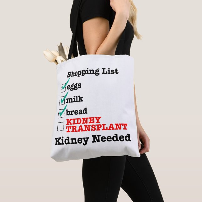 Tote Bag Liste nécessaire Fourre-tout d'épicerie de rein (De près)