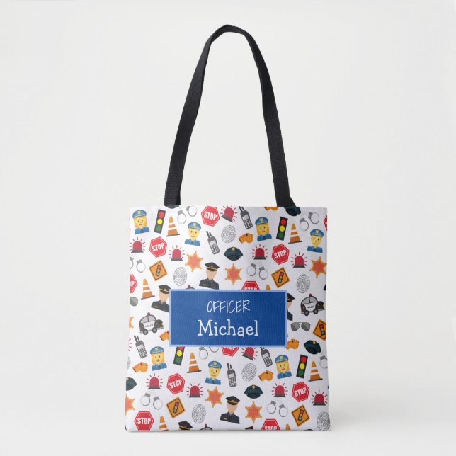 Tote Bag Little Boys Police Officier Motif Enfants (Devant)