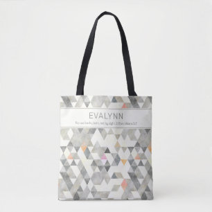 Tote Bag Live by Faith Grey Triangle Motif Personnalisé