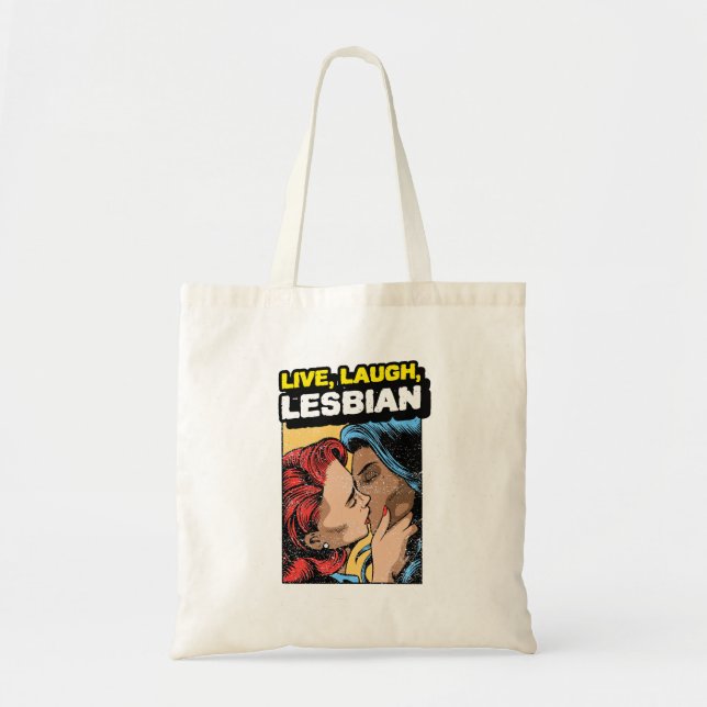 Tote Bag Live Laugh Lesbian (Devant)