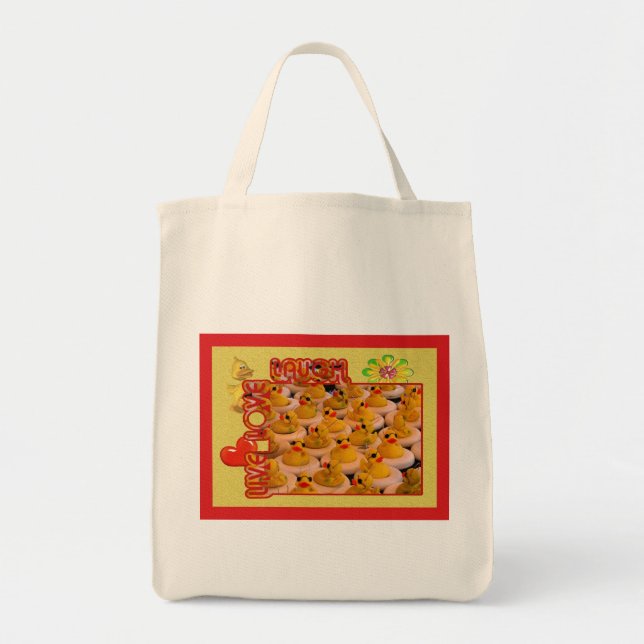 Tote Bag Live Love Laugh Rubber Ducks Inspirational Bag (Devant)