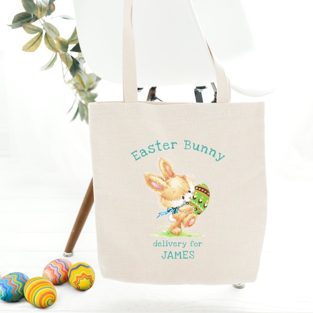 Tote Bag Livraison de lapin de Pâques Nom personnalisé / Va (Créateur téléchargé)