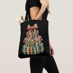 Tote Bag Livre d'Arbre de Noël Professeur de Lecture Livres