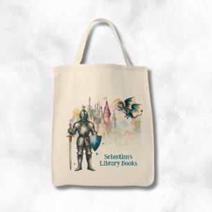 Tote Bag Livre de bibliothèque de chevalier de conte de fée